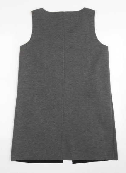 By Swan Womens Grey  Cotton A-Line  Size M  Scoop Neck Zip