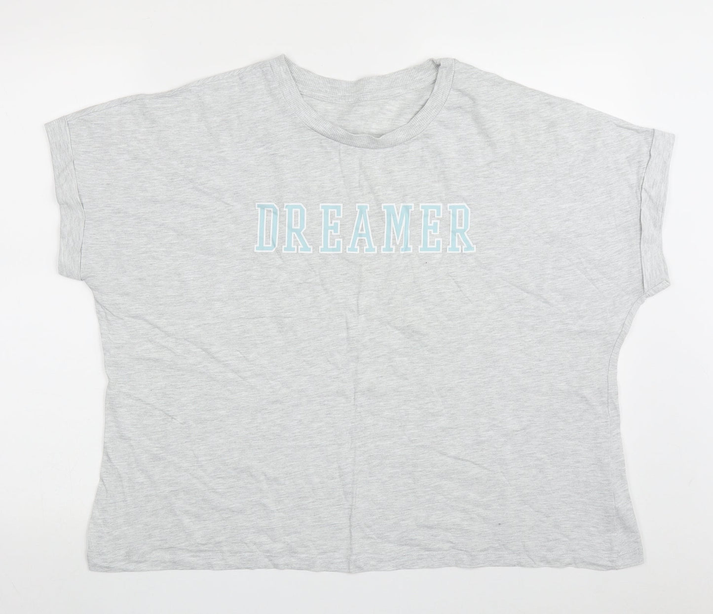 Dunnes Stores Womens Grey  Cotton  Pyjama Top Size XL   - Dreamer