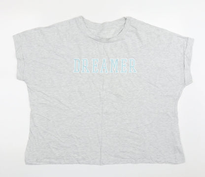Dunnes Stores Womens Grey  Cotton  Pyjama Top Size XL   - Dreamer