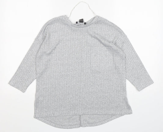 Primark Womens Grey Round Neck  Polyester Pullover Jumper Size XS