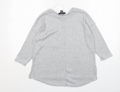 Primark Womens Grey Round Neck  Polyester Pullover Jumper Size XS
