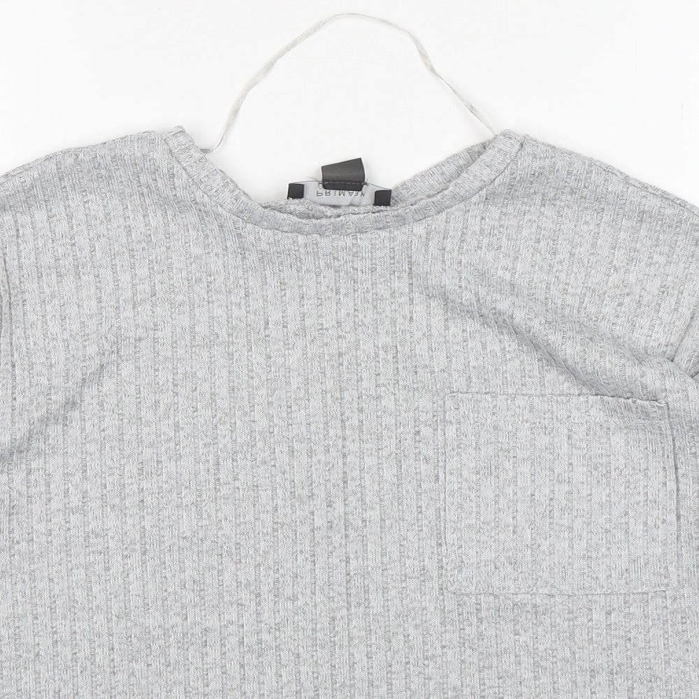 Primark Womens Grey Round Neck  Polyester Pullover Jumper Size XS