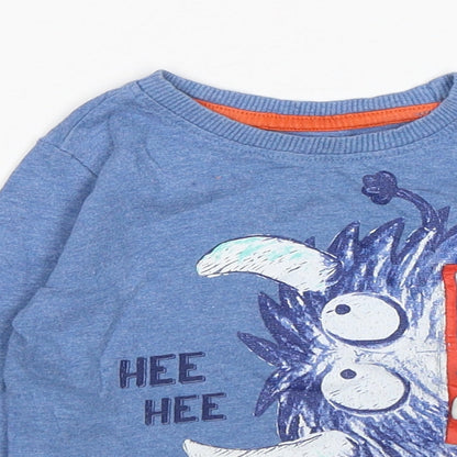 St Bernard Boys Blue  Cotton Basic T-Shirt Size 12-18 Months Round Neck