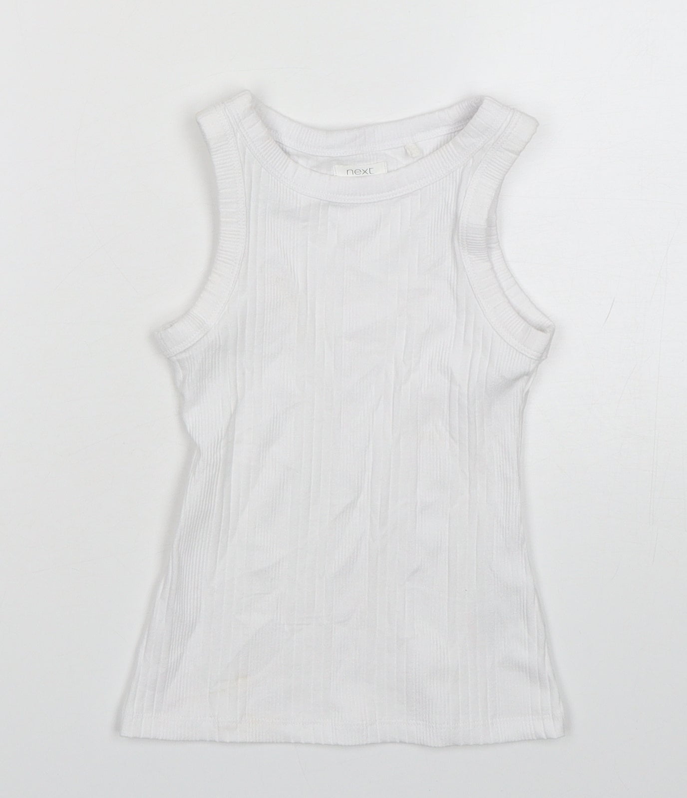 NEXT Girls White  Cotton Basic Tank Size 4 Years Round Neck