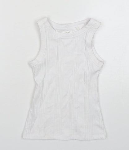 NEXT Girls White  Cotton Basic Tank Size 4 Years Round Neck
