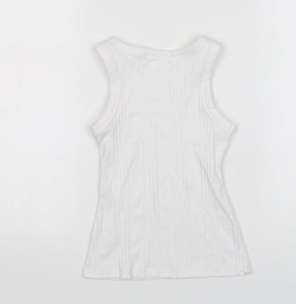 NEXT Girls White  Cotton Basic Tank Size 4 Years Round Neck
