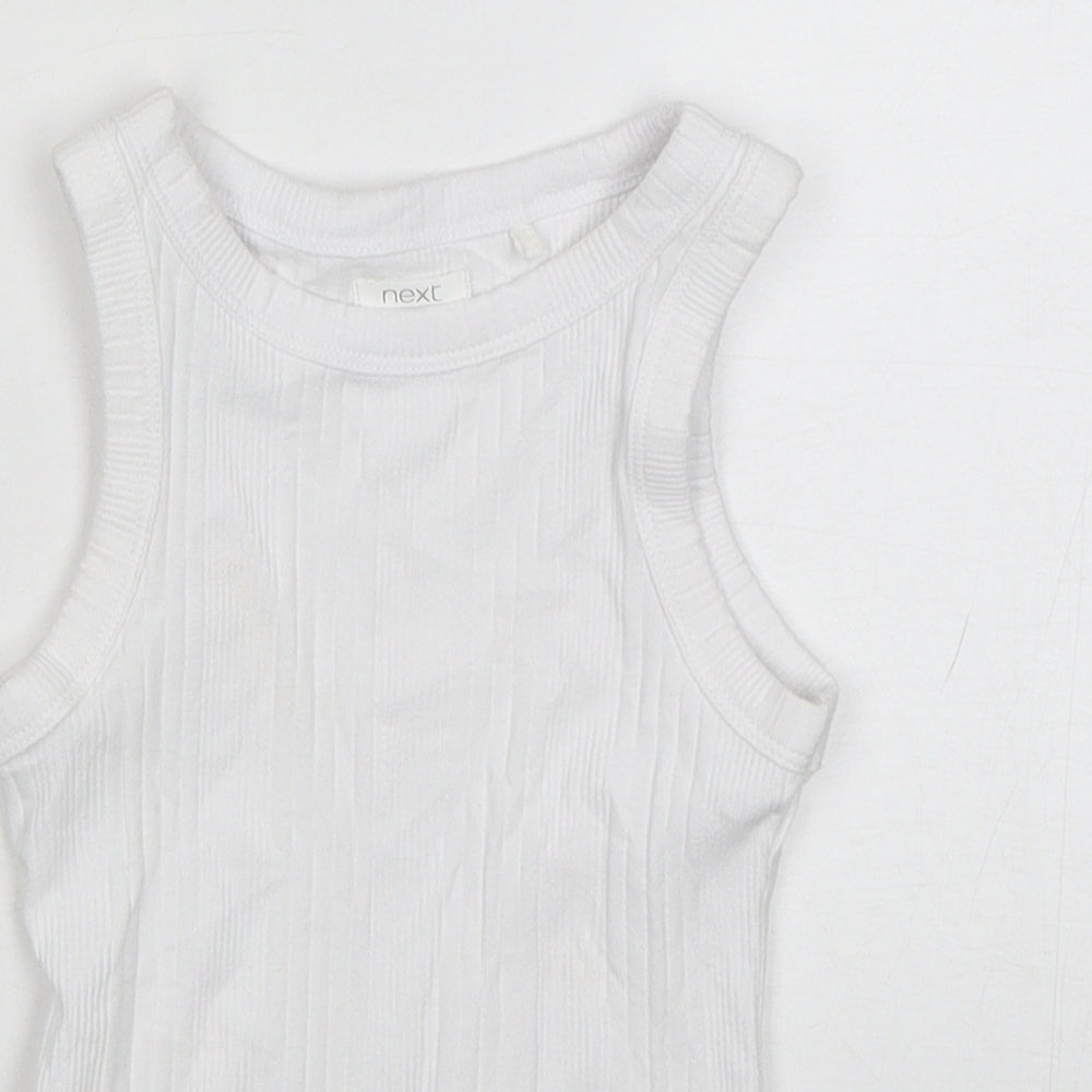 NEXT Girls White  Cotton Basic Tank Size 4 Years Round Neck