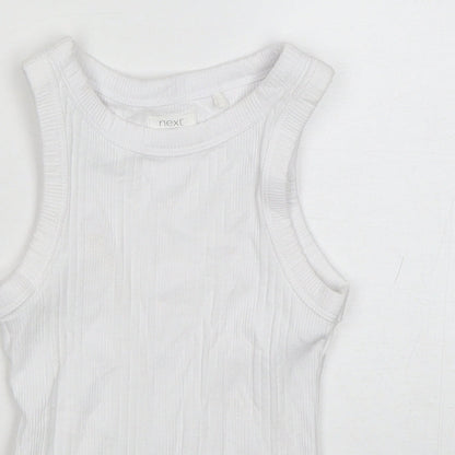 NEXT Girls White  Cotton Basic Tank Size 4 Years Round Neck