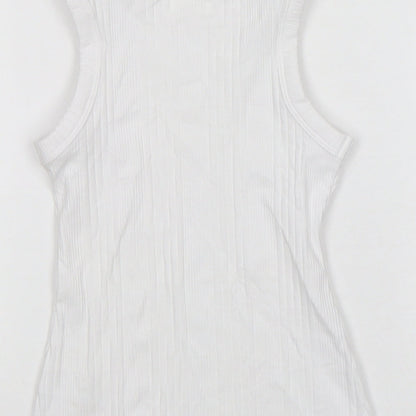 NEXT Girls White  Cotton Basic Tank Size 4 Years Round Neck