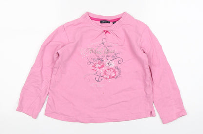 Blue Seven Girls Pink  Cotton Pullover Sweatshirt Size 7 Years