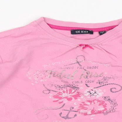 Blue Seven Girls Pink  Cotton Pullover Sweatshirt Size 7 Years