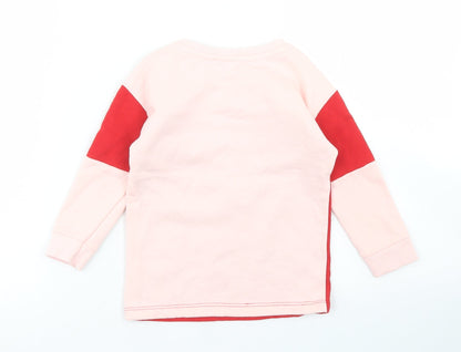 Primark Girls Pink Colourblock Cotton Pullover T-Shirt Size 18-24 Months Crew Neck