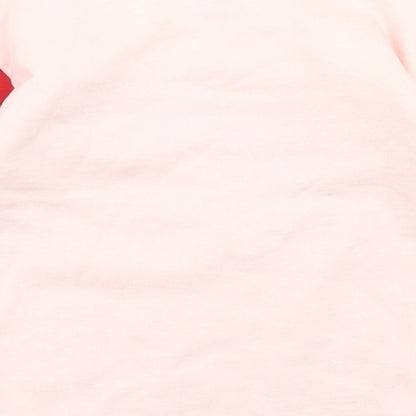 Primark Girls Pink Colourblock Cotton Pullover T-Shirt Size 18-24 Months Crew Neck