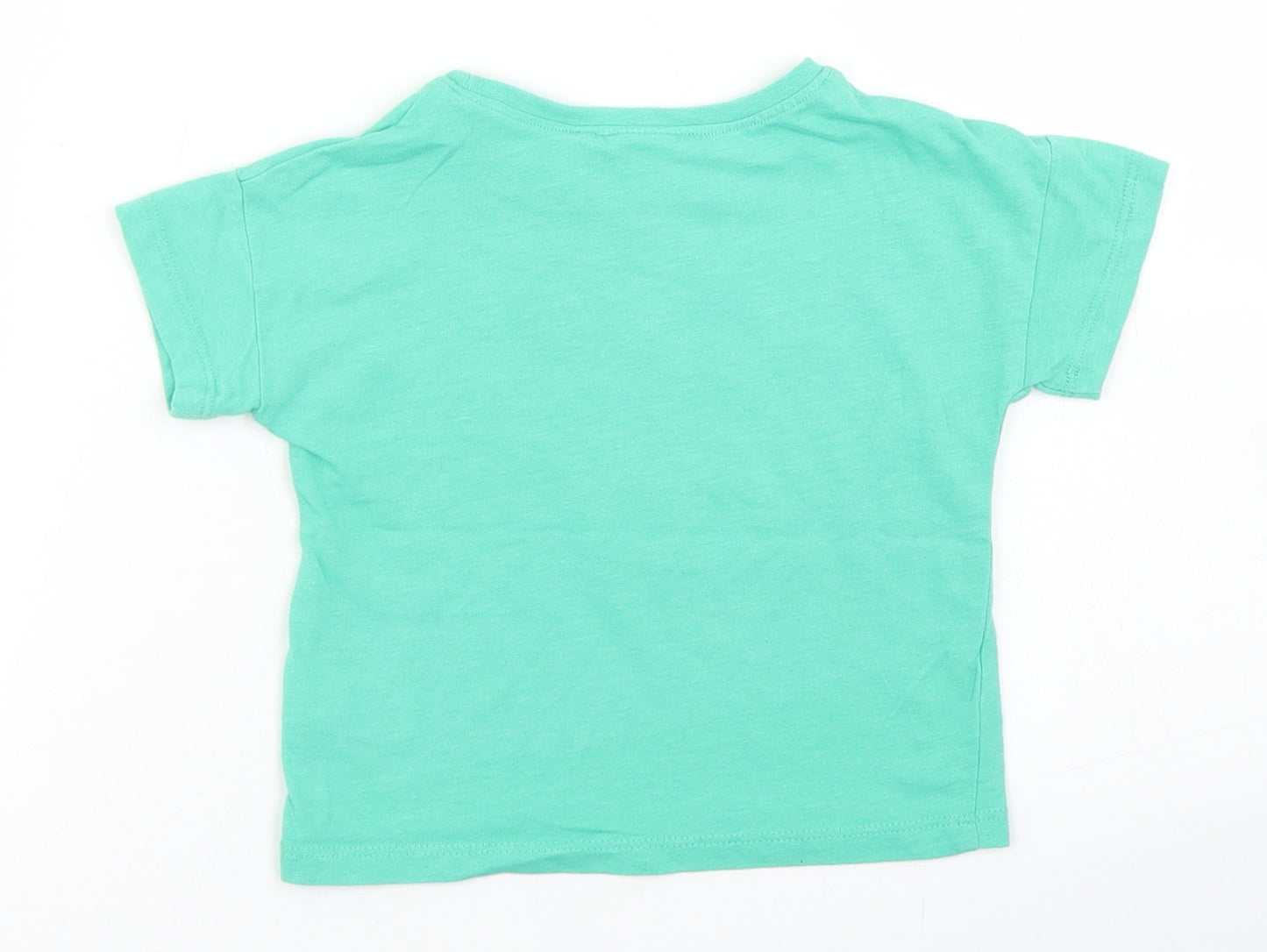 NEXT Girls Green  Cotton Basic T-Shirt Size 9-12 Months Crew Neck