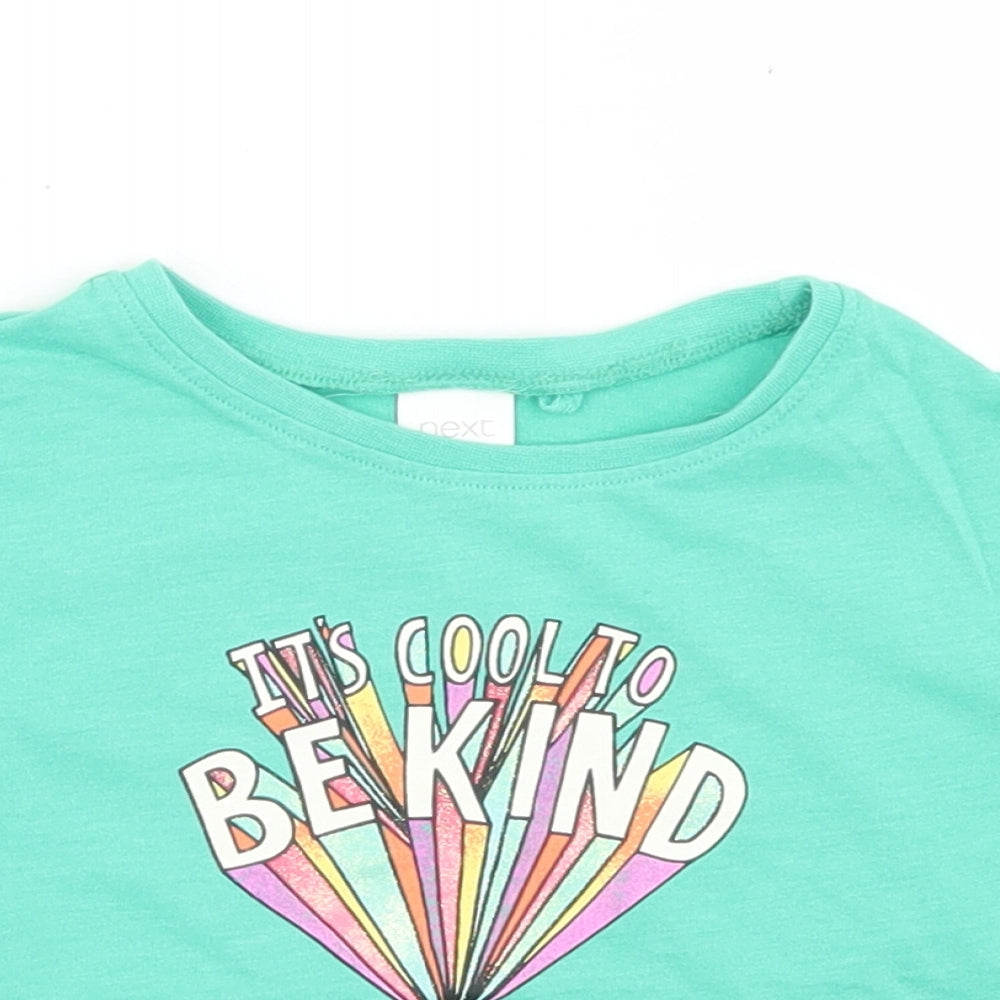 NEXT Girls Green  Cotton Basic T-Shirt Size 9-12 Months Crew Neck