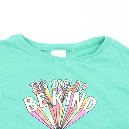 NEXT Girls Green  Cotton Basic T-Shirt Size 9-12 Months Crew Neck
