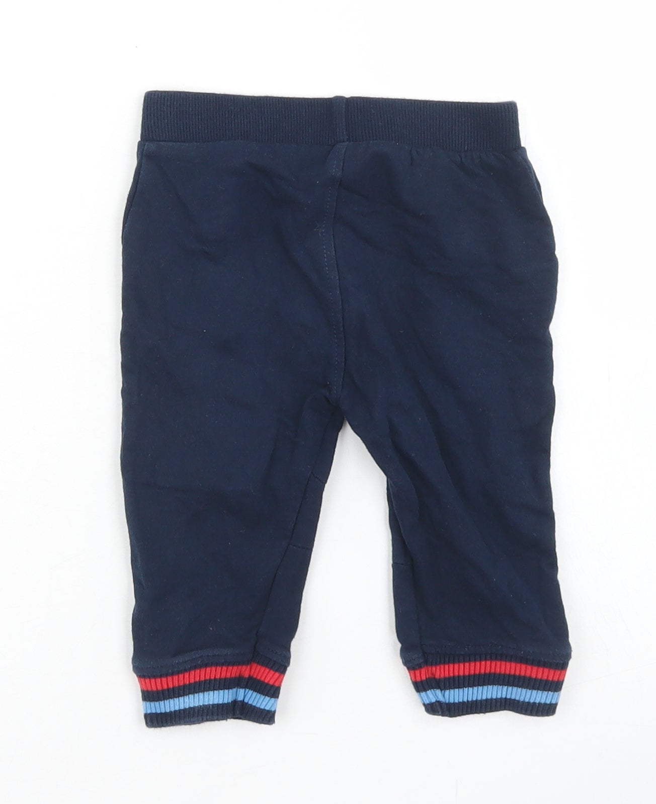 Crafted Boys Blue  Cotton Jogger Trousers Size 9-12 Months  Drawstring