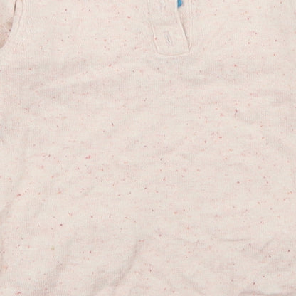 M&Co Girls Beige Fair Isle Cotton Jumper Dress  Size 3-6 Months  Crew Neck Button