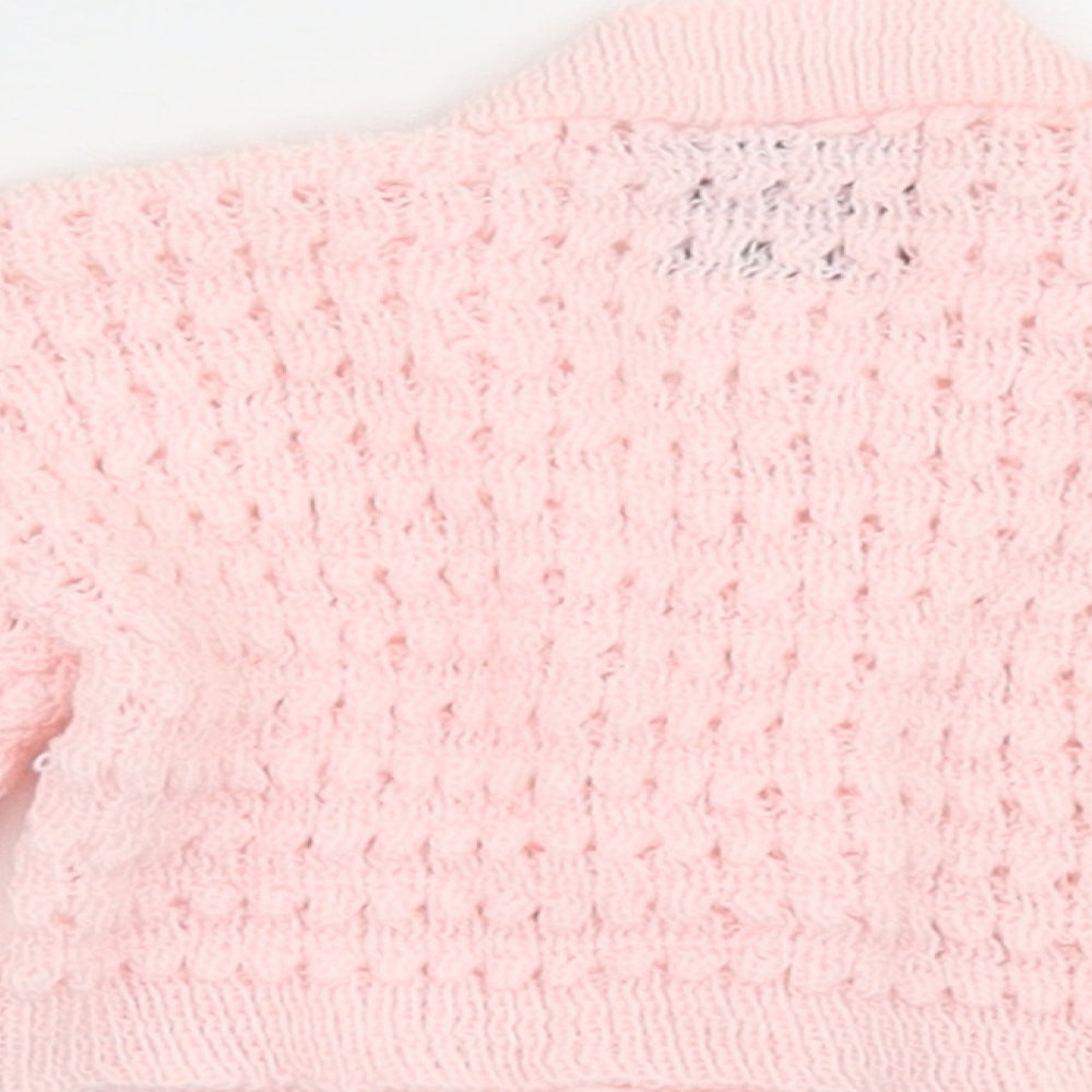 Bebe Bonito Girls Pink  Acrylic Cardigan Jumper Size 3-6 Months  Button