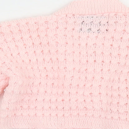 Bebe Bonito Girls Pink  Acrylic Cardigan Jumper Size 3-6 Months  Button