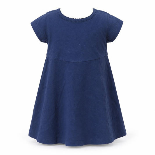 Pumpkin Patch Girls Blue  Cotton Skater Dress  Size 3-6 Months  Crew Neck