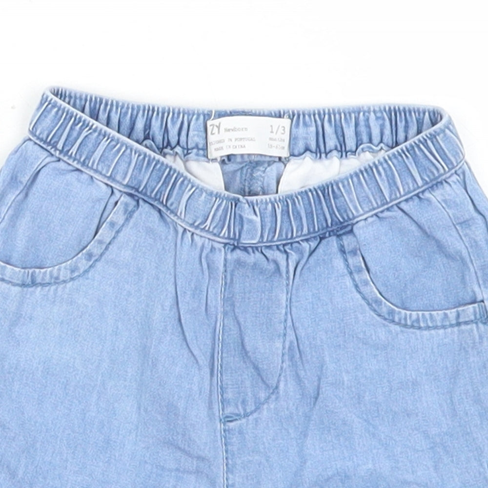 ZY Girls Blue  Cotton Cropped Jeans Size 0-3 Months