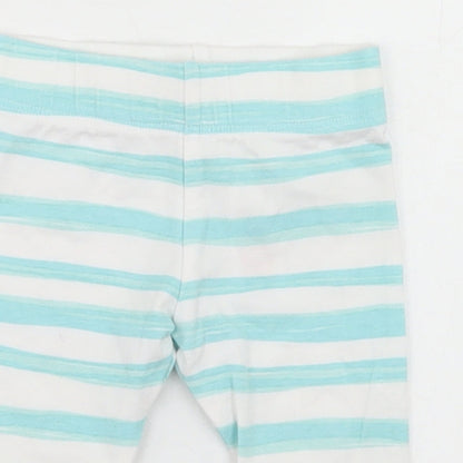 Disney Baby Girls Blue Striped Cotton Capri Leggings Size 0-3 Months
