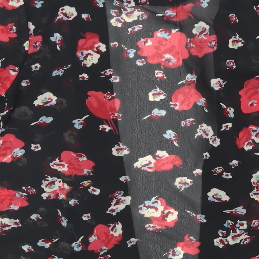 E-vie Angel Girls Black Floral Polyester Kimono Blouse Size 3 Years Round Neck