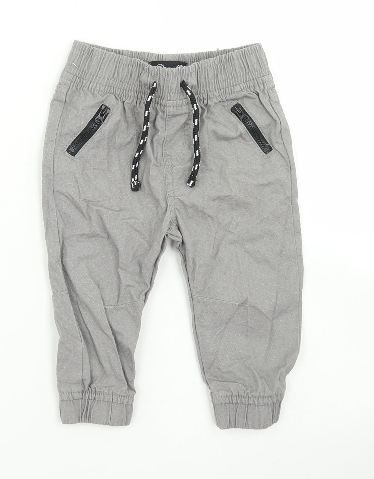 Denim Co Boys Grey  Cotton Windbreaker Trousers Size 9-12 Months  Drawstring