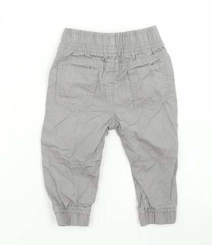Denim Co Boys Grey  Cotton Windbreaker Trousers Size 9-12 Months  Drawstring