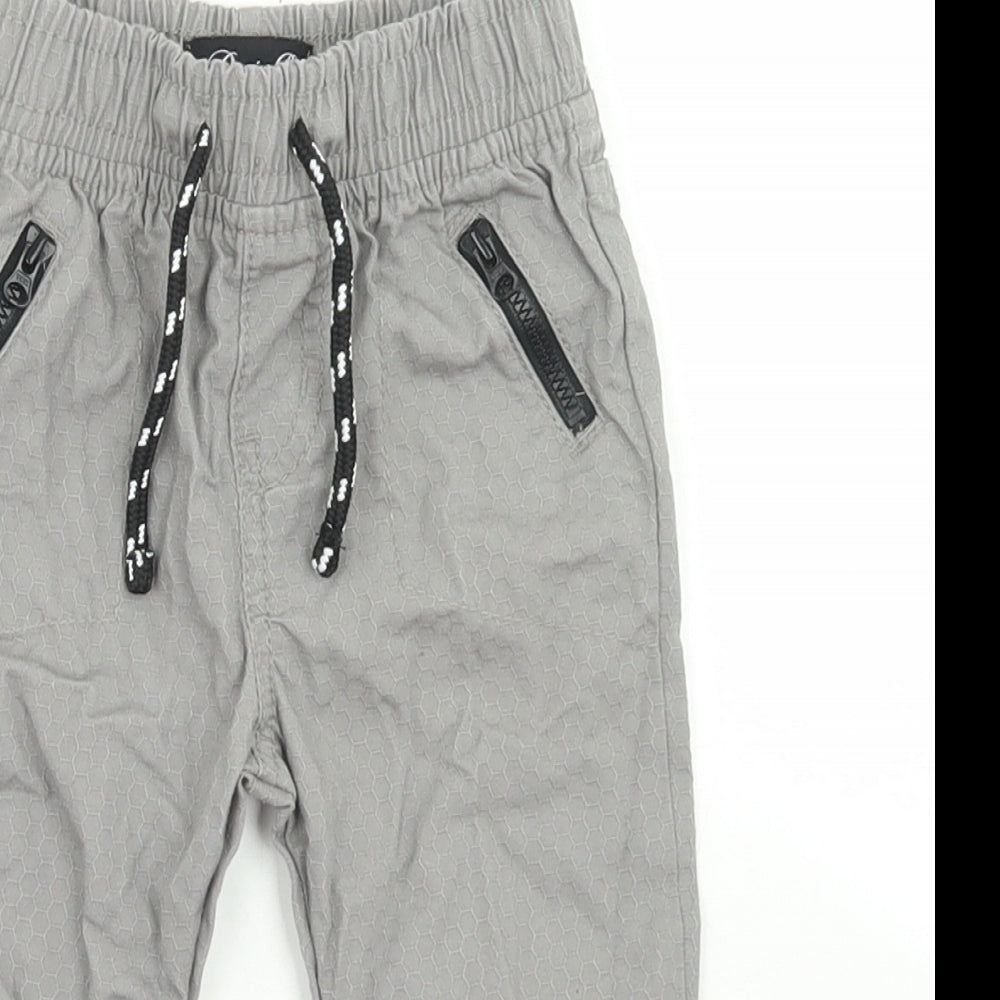 Denim Co Boys Grey  Cotton Windbreaker Trousers Size 9-12 Months  Drawstring
