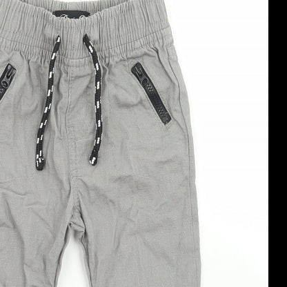 Denim Co Boys Grey  Cotton Windbreaker Trousers Size 9-12 Months  Drawstring