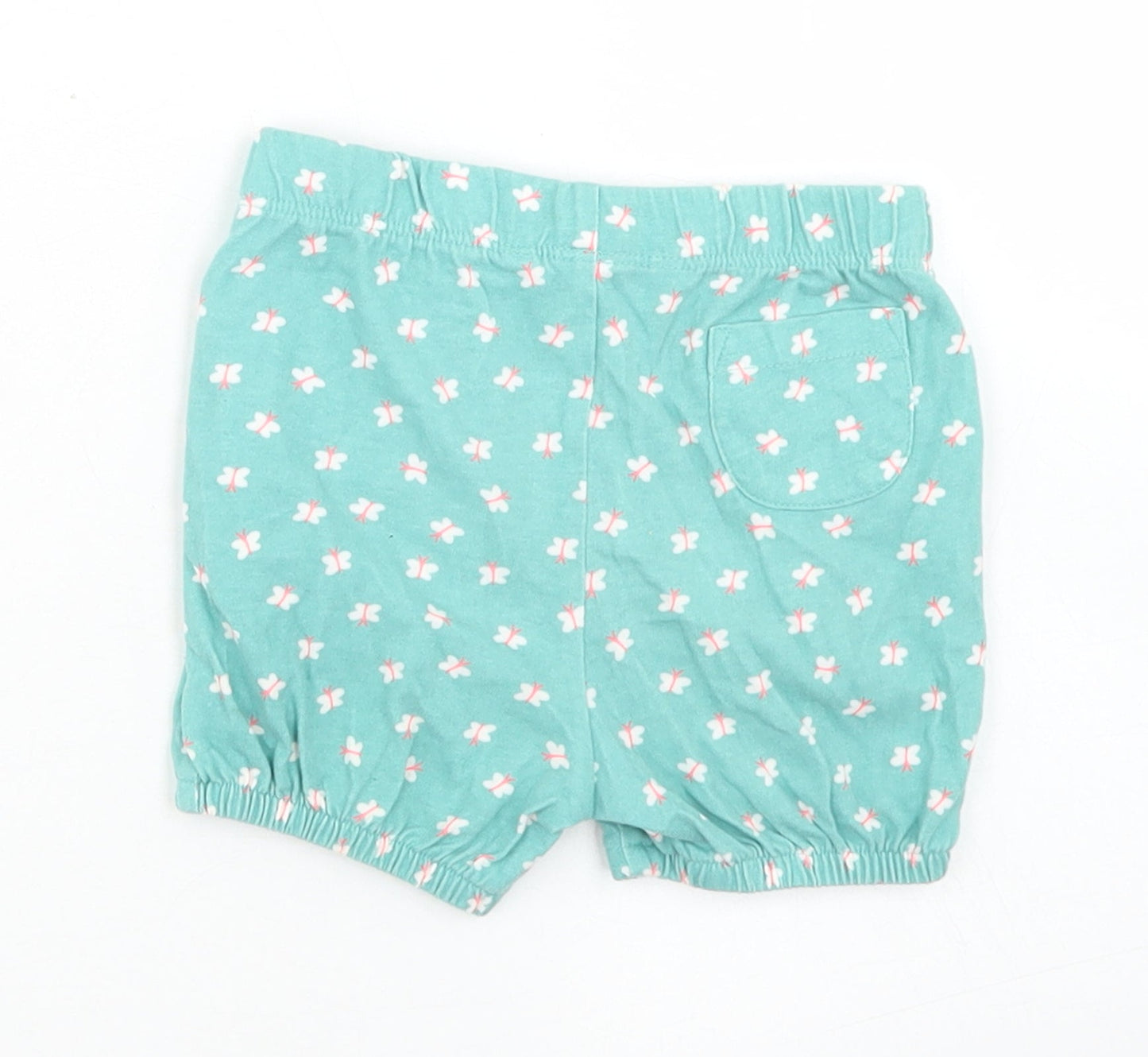 John Lewis Girls Blue Floral Cotton Cropped Trousers Size 3-6 Months   - Elasticated Cuff