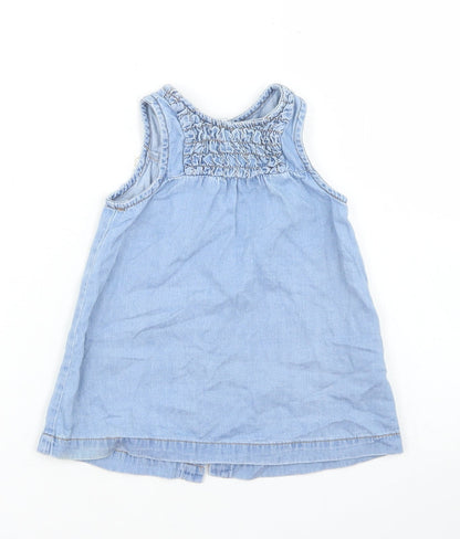 Pumpkin Patch Girls Blue  Cotton A-Line  Size 0-3 Months  Round Neck Button