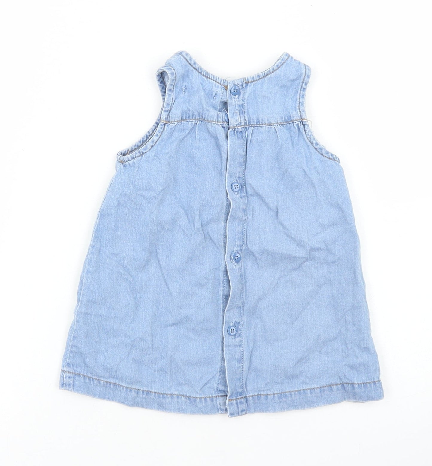 Pumpkin Patch Girls Blue  Cotton A-Line  Size 0-3 Months  Round Neck Button