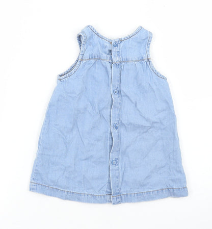 Pumpkin Patch Girls Blue  Cotton A-Line  Size 0-3 Months  Round Neck Button