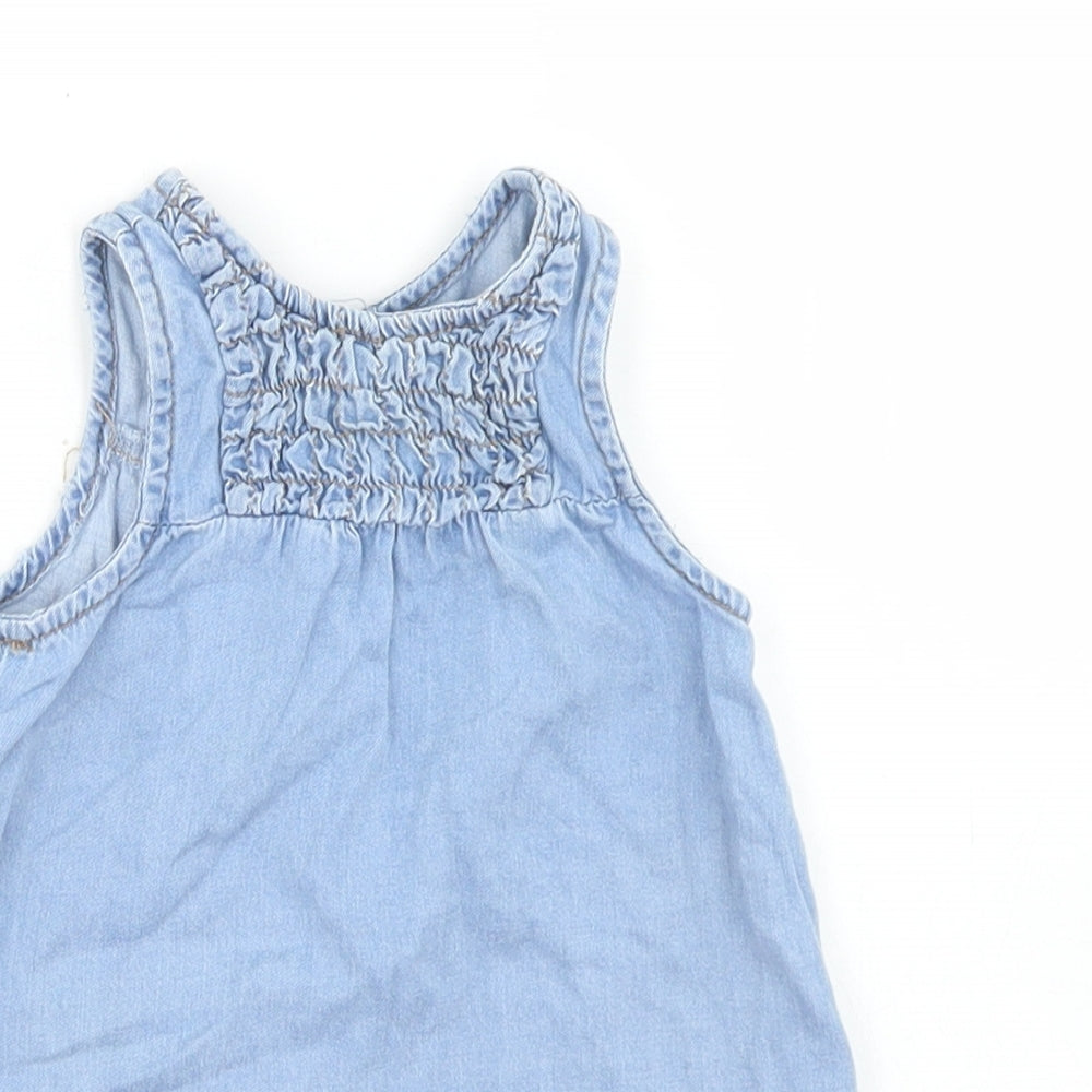 Pumpkin Patch Girls Blue  Cotton A-Line  Size 0-3 Months  Round Neck Button