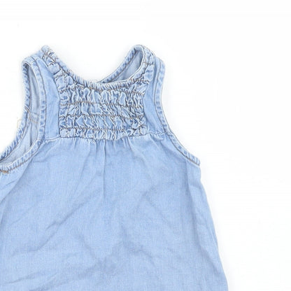 Pumpkin Patch Girls Blue  Cotton A-Line  Size 0-3 Months  Round Neck Button