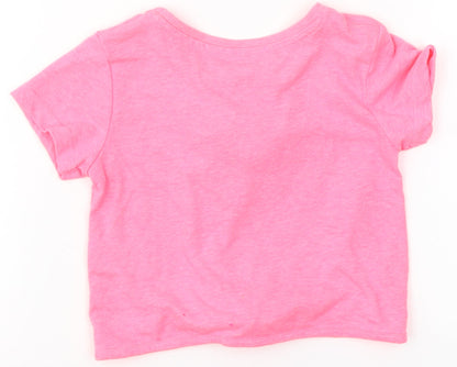 NEXT Girls Pink  Polyester Basic T-Shirt Size 12-18 Months Round Neck  - Unicorn