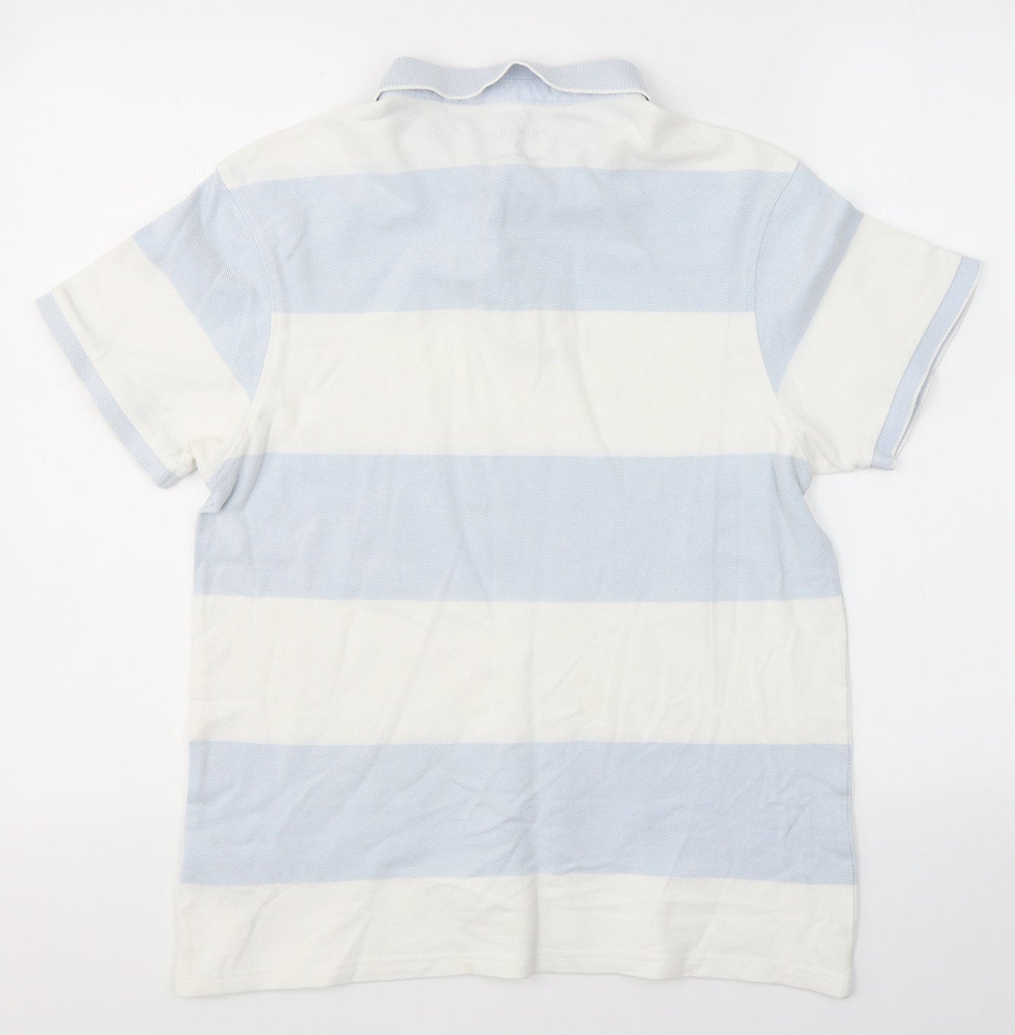 Primark Mens White Striped Cotton  Polo Size L Collared