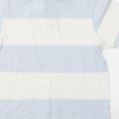 Primark Mens White Striped Cotton  Polo Size L Collared