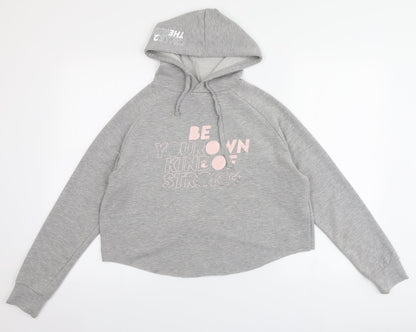 Just Cool Womens Grey  Polyester Pullover Hoodie Size S   - Cropped