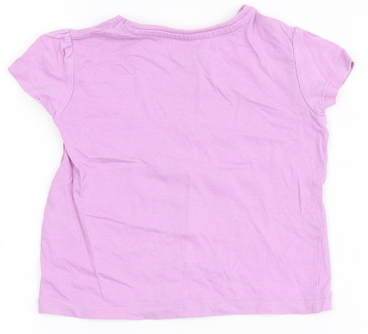 Primark Girls Purple  100% Cotton Basic T-Shirt Size 12-18 Months Round Neck  - Sunshine