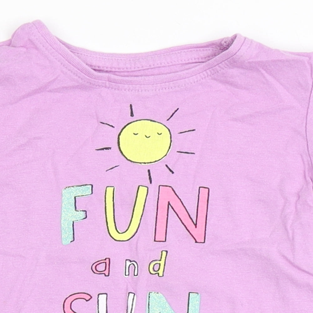 Primark Girls Purple  100% Cotton Basic T-Shirt Size 12-18 Months Round Neck  - Sunshine