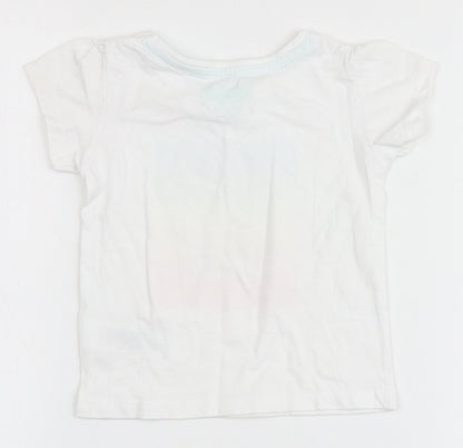 Primark Girls White  100% Cotton Basic T-Shirt Size 12-18 Months Round Neck  - My Grandad is the best