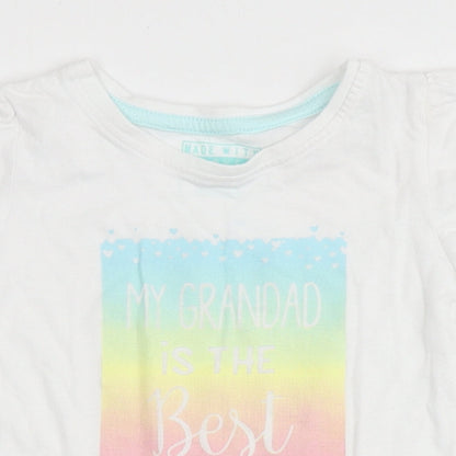 Primark Girls White  100% Cotton Basic T-Shirt Size 12-18 Months Round Neck  - My Grandad is the best
