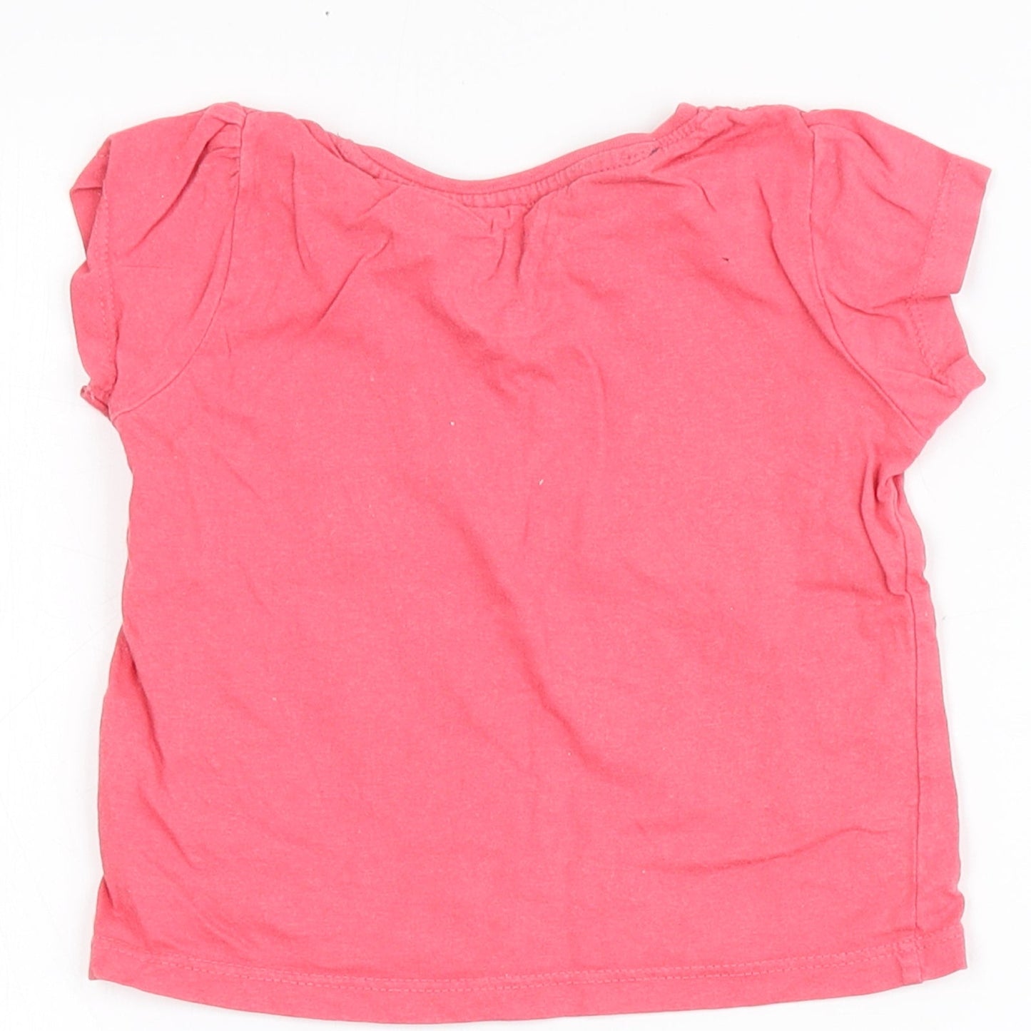 Primark Girls Pink  100% Cotton Basic T-Shirt Size 12-18 Months Round Neck  - Smile