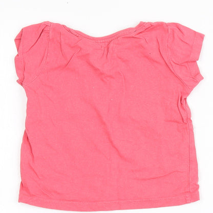 Primark Girls Pink  100% Cotton Basic T-Shirt Size 12-18 Months Round Neck  - Smile