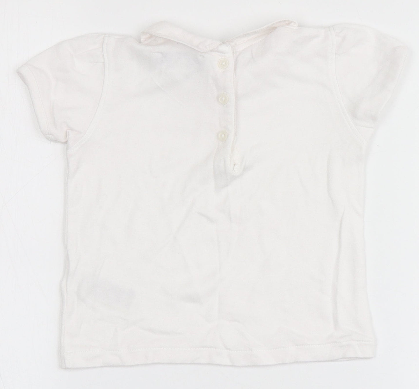 Marks and Spencer Girls Ivory  Cotton Basic Blouse Size 12-18 Months Round Neck  - Stars
