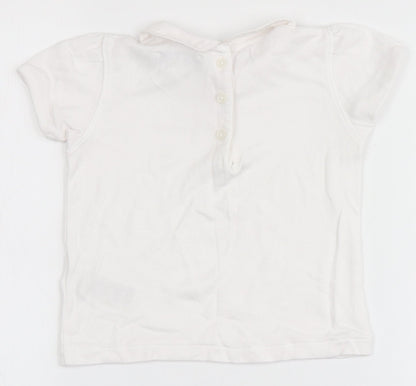 Marks and Spencer Girls Ivory  Cotton Basic Blouse Size 12-18 Months Round Neck  - Stars